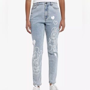 Disney Mickey‎ Mouse & Minnie Mouse Heart Outline Mom Jeans Hot Topic